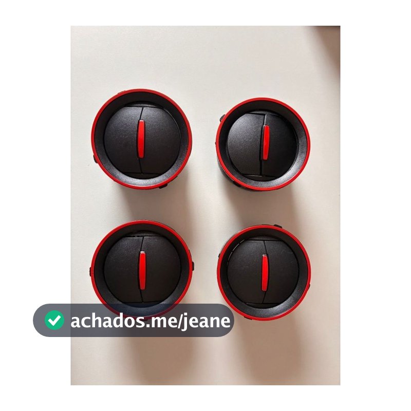 Kit 4 Difusor de Ar Saída de Ar Para Gol Saveiro G4 G5 G6 Botão e Aro Vermelho Pronta Entrega