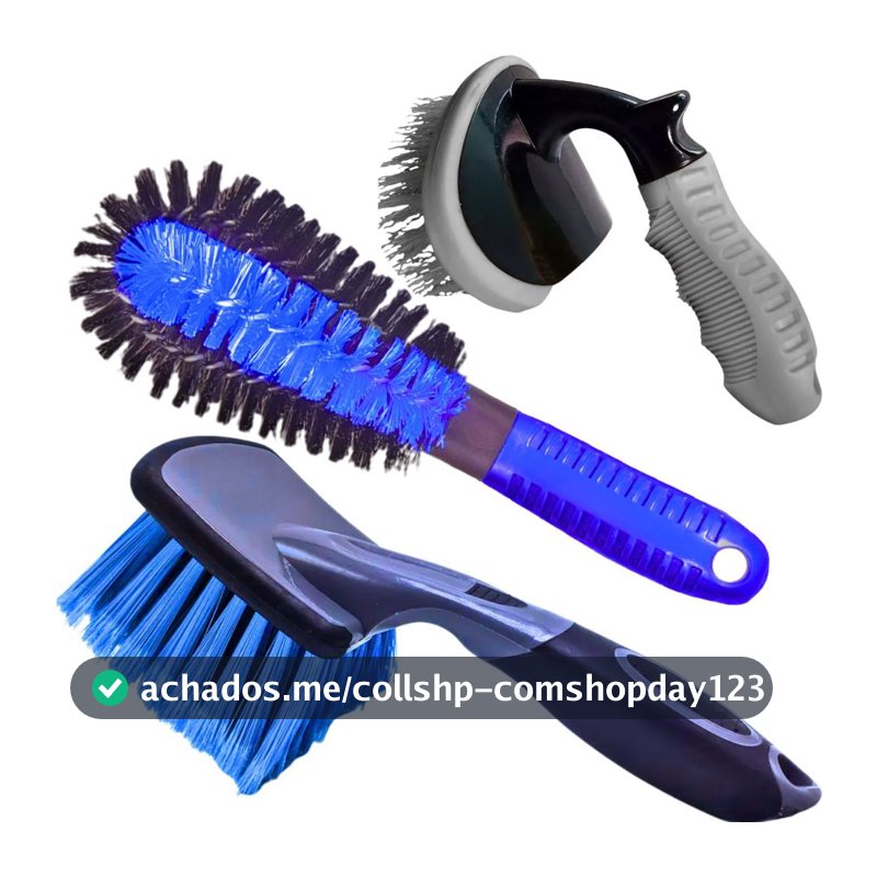 KIT 3 ESCOVA FURO DE RODA PEPINO ESCOVA CAIXA DE RODA MÉDIA CURTA ESCOVA LIMPEZA DE PNEU AUTOMOTIVA