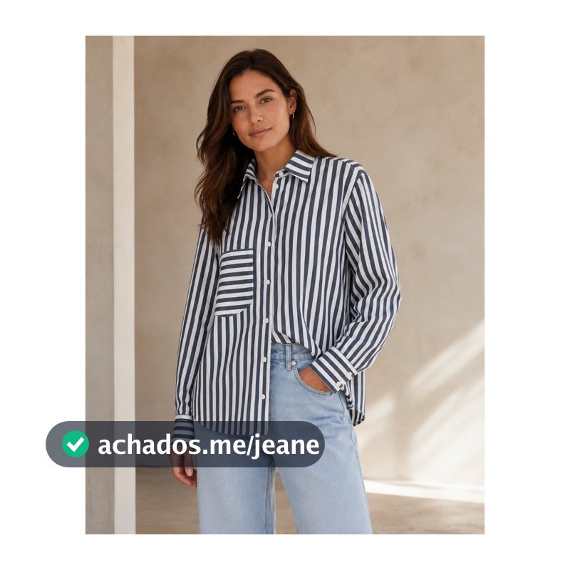 CAMISA FEMININA LISTRADA MANGA LONGA SOLTA TENDENCIA ALGODAO PREMIUM MODA
