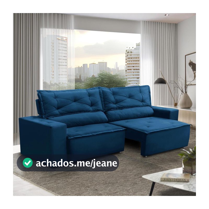 Sofá Retrátil e Reclinável 3 lugares com Molas 1,80m Livia Suede Adonai Estofados