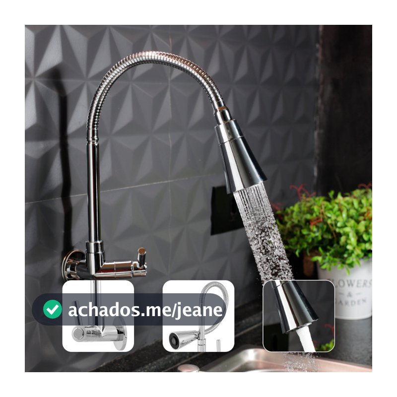 Torneira Gourmet Cozinha Parede Pia Flexível 2 Jatos Abs