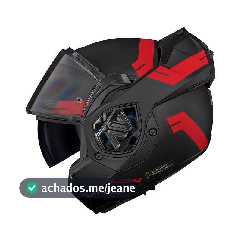 Capacete Ls2 Advant KPA Bend Preto e Vermelho