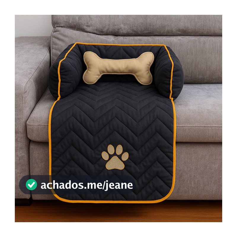 Cama Caminha Protetor De Sofá Pet Pequeno Com Zíper e Ossinho Lavável