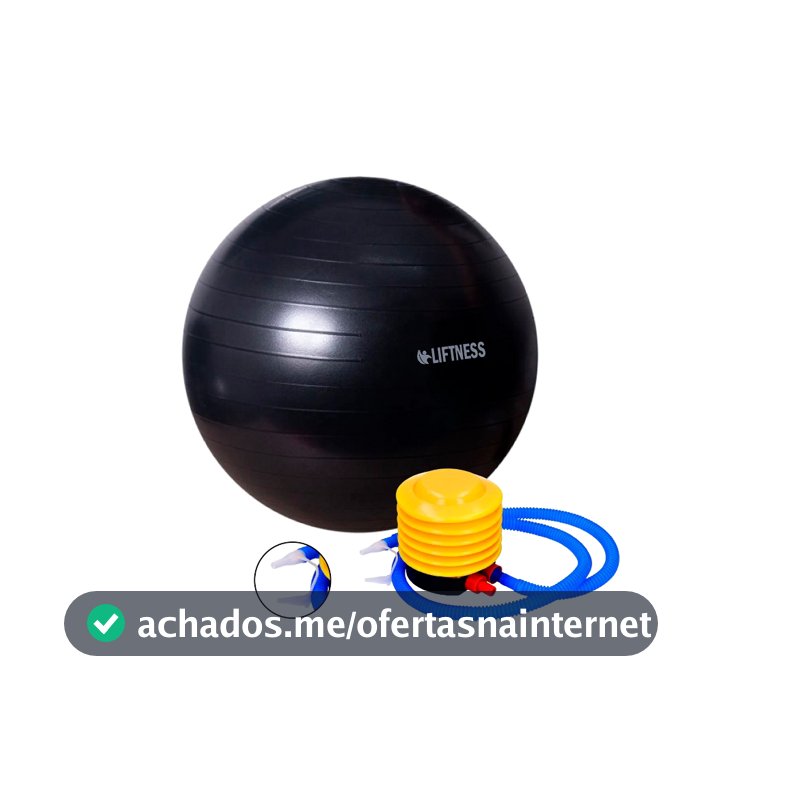 Bola de Ginástica Suíça Yoga Pilates 65cm Bola de Pilates Inflável Anti Estouro Preta Liftness