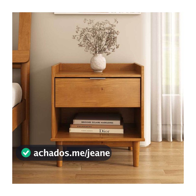 Mesa de Cabeceira Moderna Para Quarto Com Gaveta Madeira Cor Mel Lice