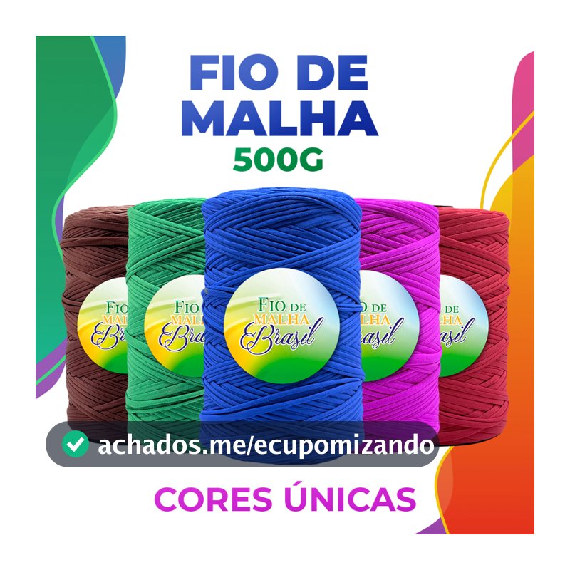 Fio de Malha Brasil 500g - Cores Variadas Para Crochê Fio Residual Bolsa Tapete Lycra Algodão Elastano Promoção esc