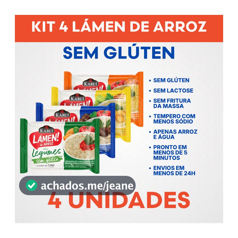 Kit 4 Lámen de Arroz Karui  - Macarrão Instantâneo Sem Glúten - Sem Lactose - Saudável Para Celíacos