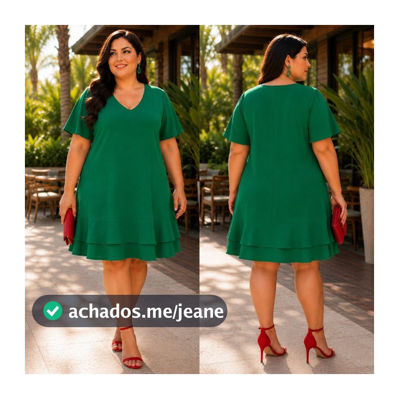 Vestido Plus Size Feminino Duna Manga Curta Soltinho Elegante Casual Midi Moda Evangélica Confortável