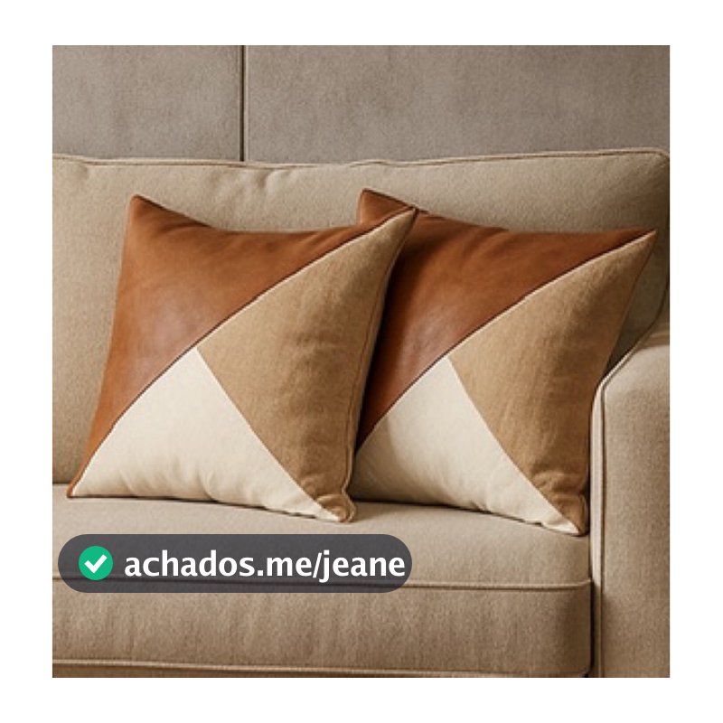 Kit 2 Capas de Almofada 43x43 Geométrica Marrom Bege Linho Zíper Invisível Decorativa  Sala ,Sofá