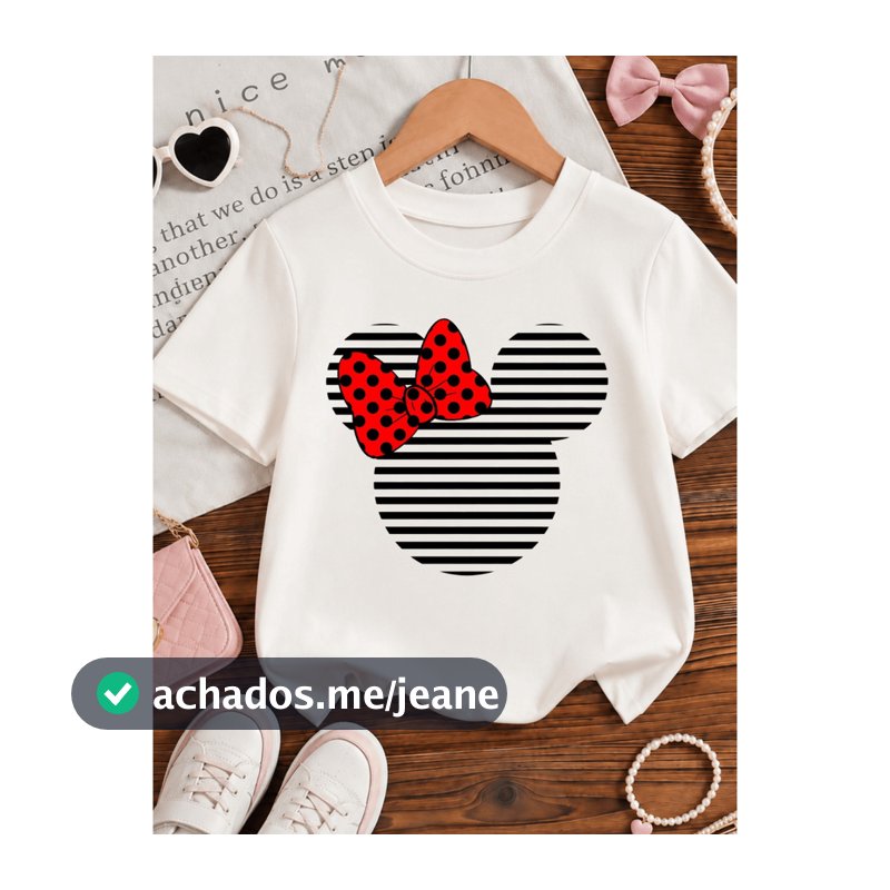 Camiseta Minnie delicada Algodão Verão 2 ao 16