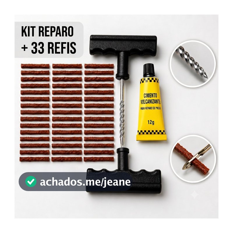 Kit Reparo De Pneu Sem Câmara Carro E Moto Com Refil Macarrão Borracheiro Completo | Envio Imediato
