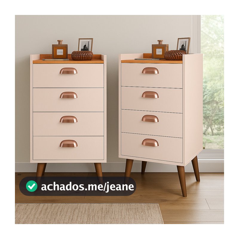 Kit 2 Mesa de Cabeceira Gaveteiro MONET Quarto Sala Escritório Comoda 4 Gavetas Varias Cores
