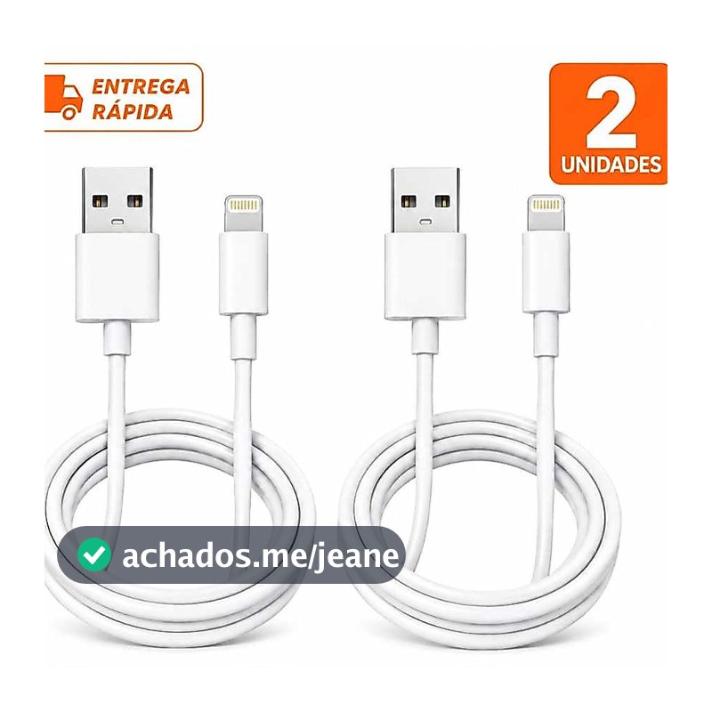 Kit 2 Cabos Lightning Turbo x USB 1 Metro Carregamento Rápido modelos do 5 ao 14