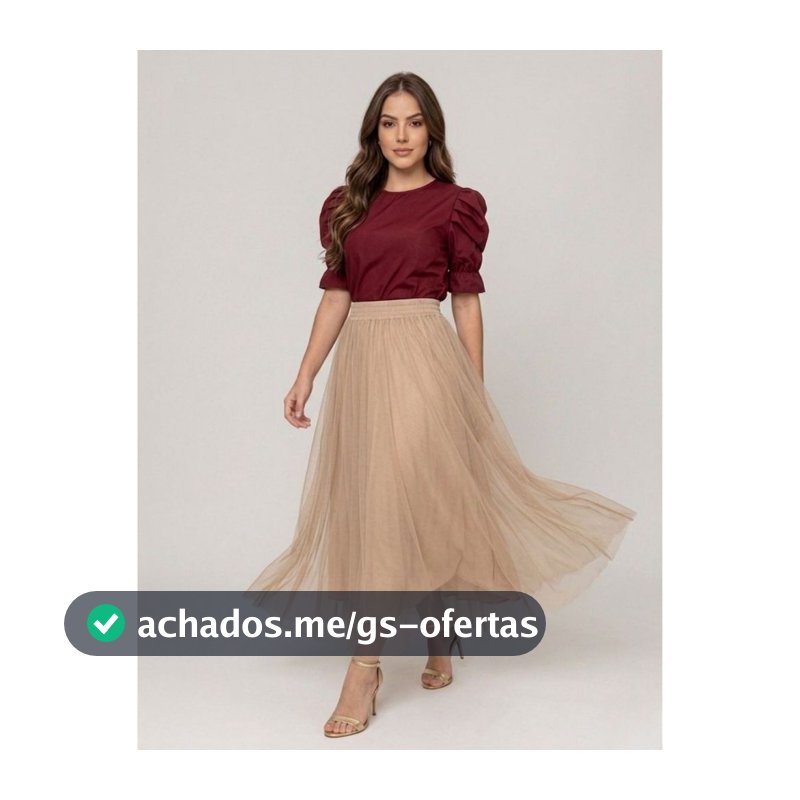 Saia  Mid  Micro tule Casual Chic Elegância e Delicadeza