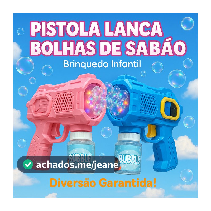 Lança Bolhas de Sabão com Luz Brinquedo Infantil Arminha de Bolha Diversão Crianças