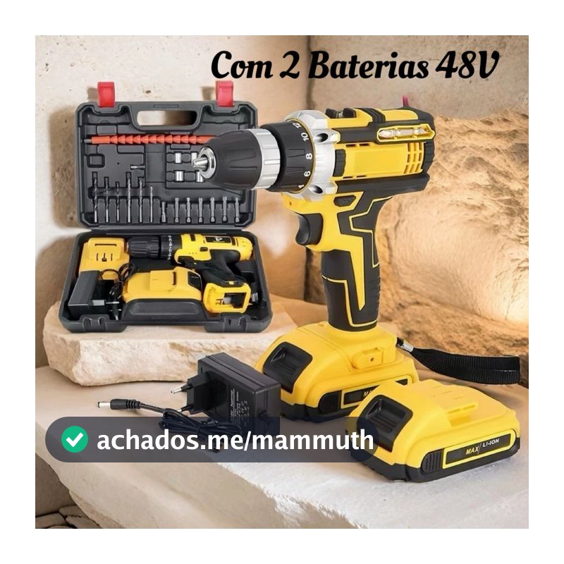 Parafusadeira Furadeira 48V 2 Baterias Com Maleta e Acessórios Completo