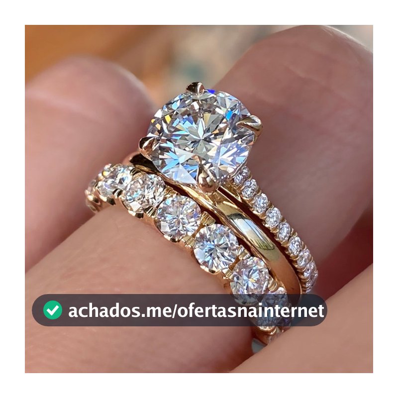 Anel Elegante E Luxuoso De Três Conjuntos Com Cinco Garras Incrustadas Para Mulheres