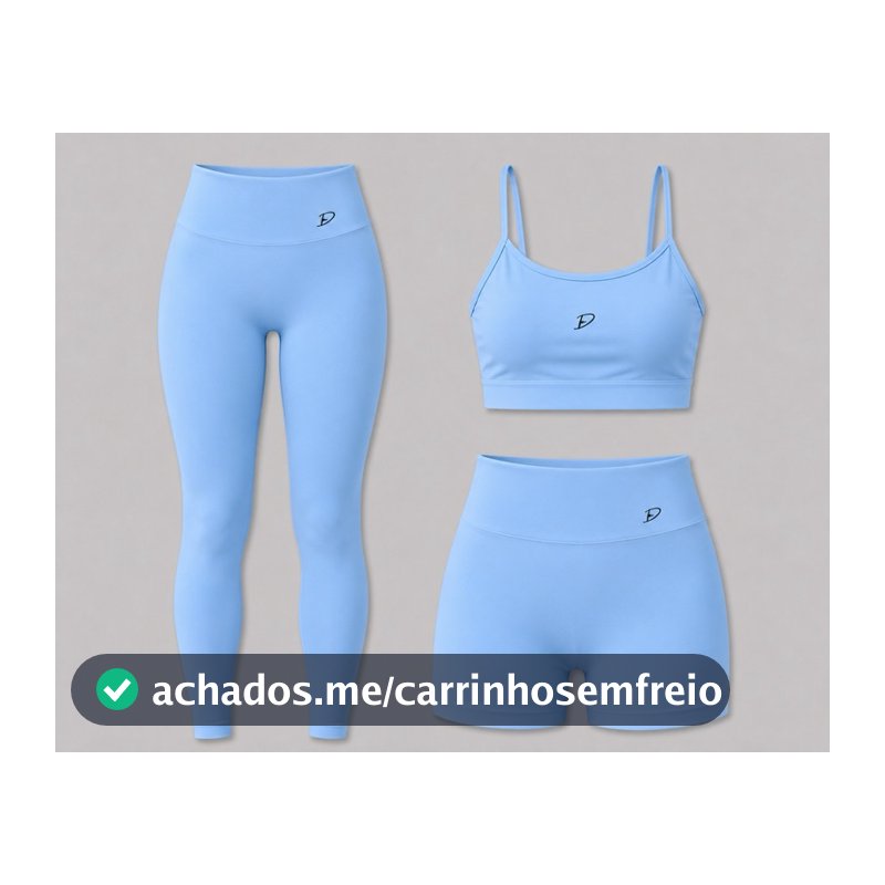 Diasp Fitness Poliamida Kit 3 peças Top + Leg + Short Blackout Academia