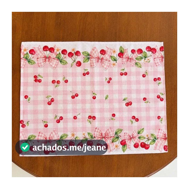 Jogo Americano Mesa Posta Cerejinha Xadrez Rosa - 2 unidades