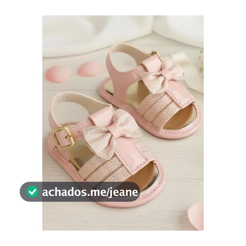 Sandália Bebê Menina Branco Rosa Laço Brilho Recém Nascida