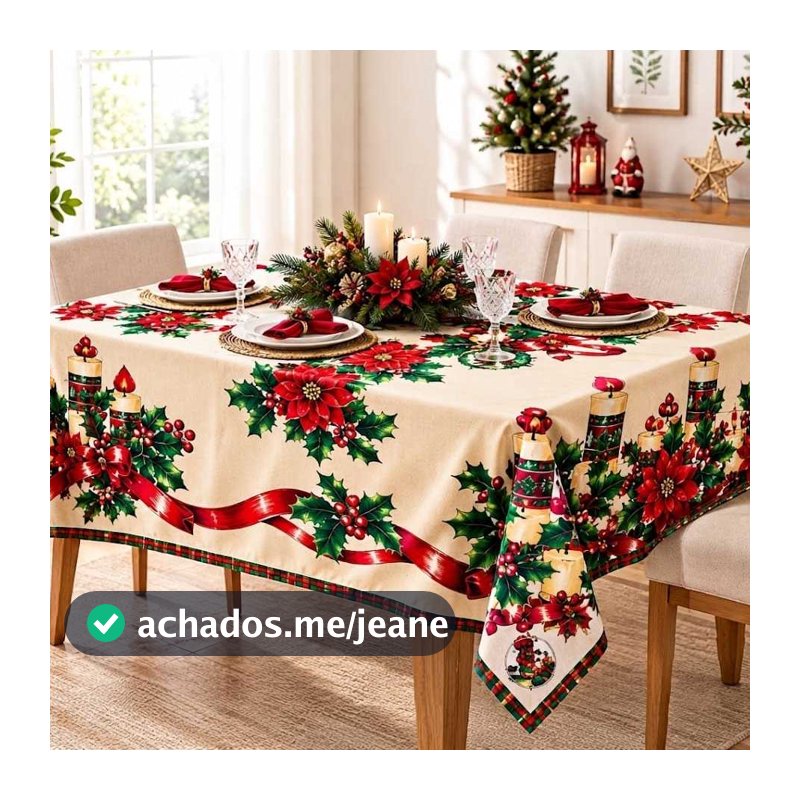 Toalha de Mesa Tecido Oxford Natal Tema Natalino Divesas Cores e Tamanhos