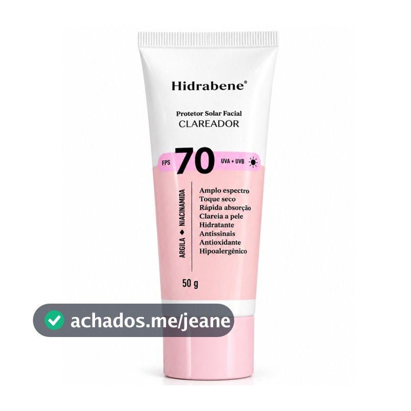 Protetor Solar Facial Hidrabene FPS 70 Toque Seco - 50g
