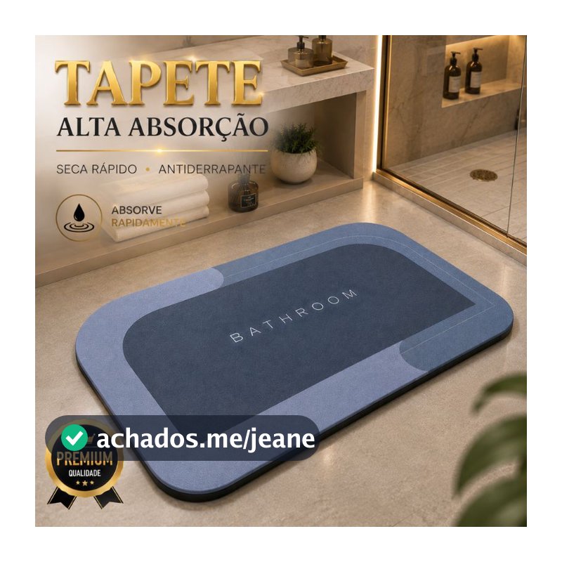 Tapete Antiderrapante Absorção Rápida Banheiro Cozinha Entrada 60x40cm Secagem Rápida Premium