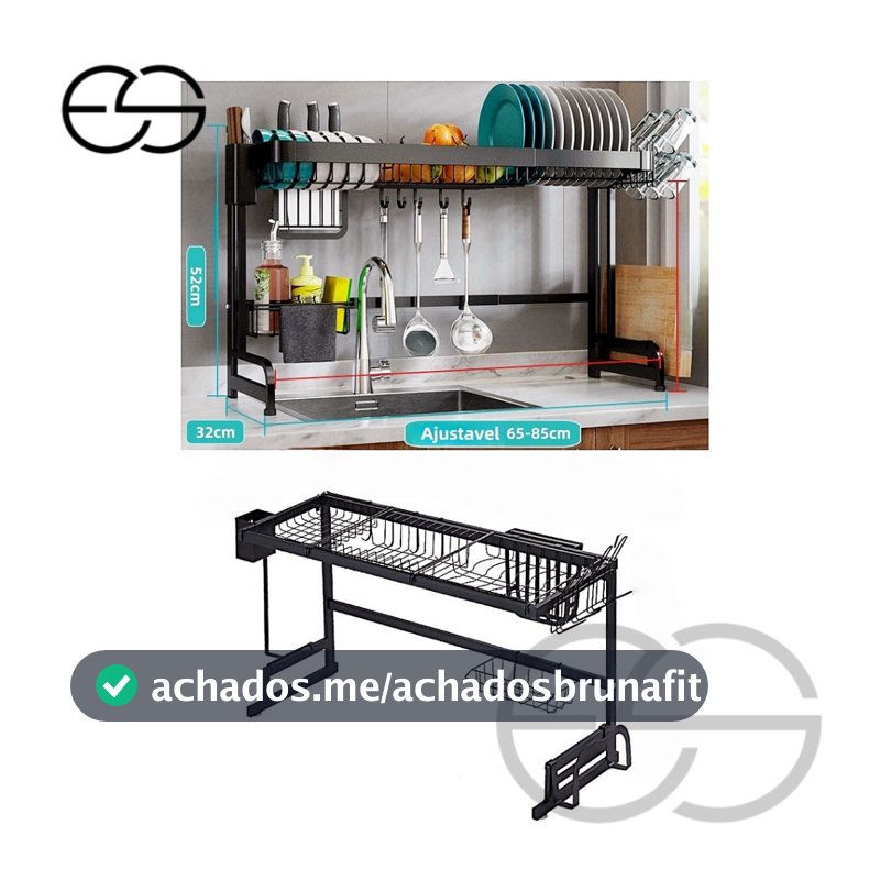 Escorredor De Pratos Autoportante Balcão De Cozinha Pia De Aço Retrátil 65-85cm Organizador Cozinha