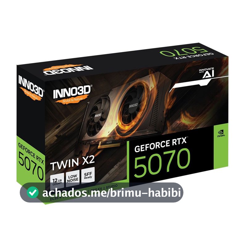 Placa de Vídeo NVIDIA GeForce INNO3D RTX5070 12GB TWIN X2  GDDR7  N50702-12D7-195064N