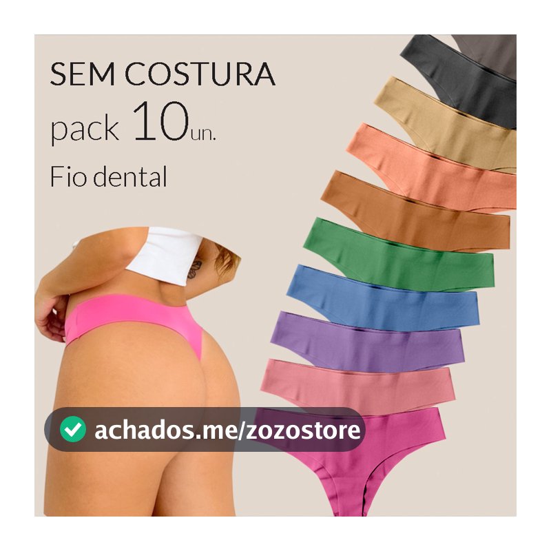 Kit 10 Calcinha Sem Costura Fio Dental Tanga Conforto Corte a Laser Não Marca