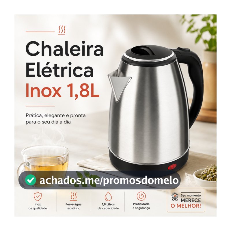 STARTOOLS Chaleira Jarra Elétrica 110V ou 220V 1.8 Litros Inox Prateada