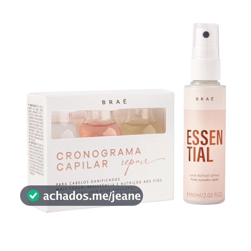 Kit Braé Cronograma Ampolas Repair 3x13ml + Essential 60ml