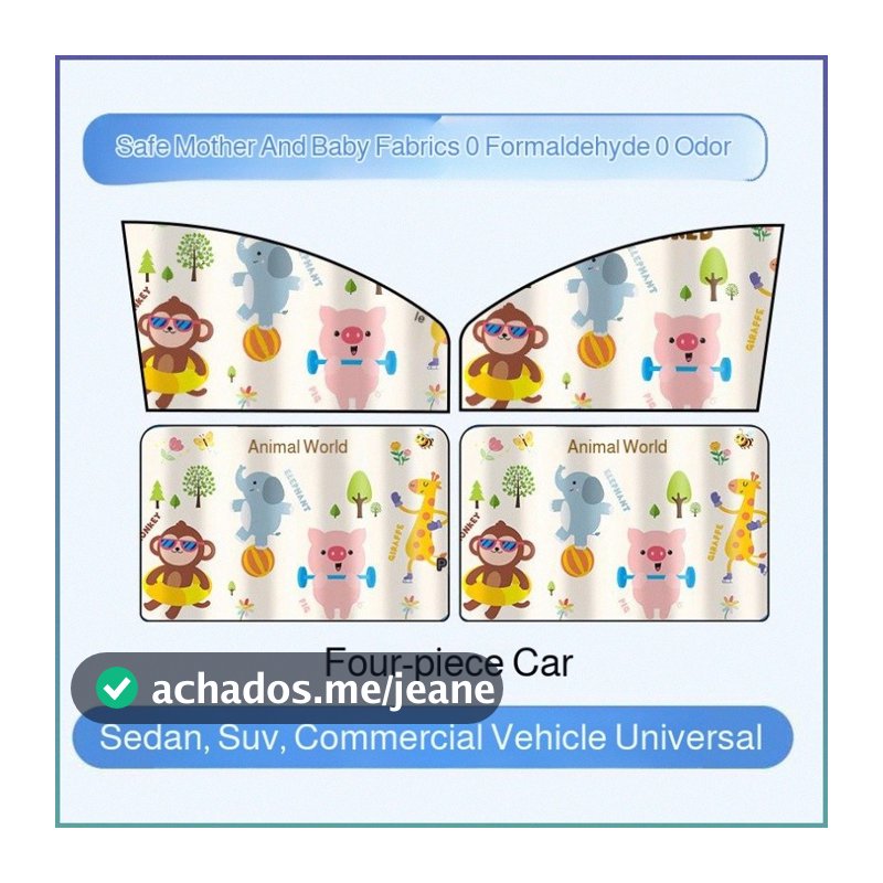 Cortina de carro com desenho animado fofo, proteção solar magnética para janela lateral, bloqueio UV, presente para bebê