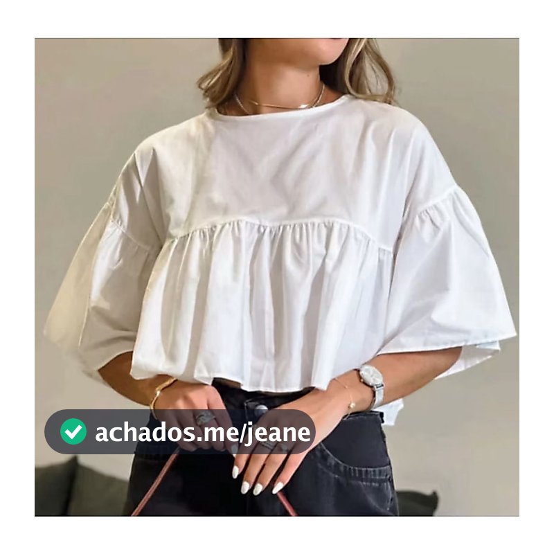 Blusinha Cropped Franzido Largo Moda Feminina