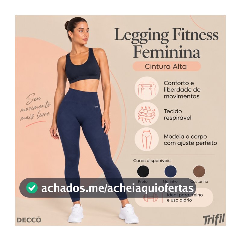 Calça Legging Trifil Feminina Fitness Sem Costura Respirável Para Academia