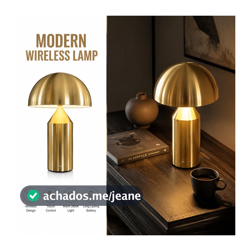 Candeeiro De Mesa De Cogumelo Estético Moderno, Sem Fio Escultural, Design Nórdico, Controle De Toque, Lâmpada Decor