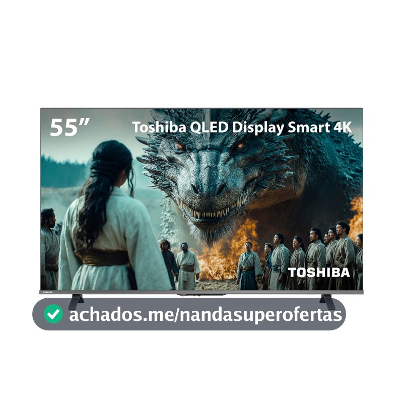 Smart TV QLED 55" 4K Toshiba Google TV 3 HDMI 2 USB Wi-Fi