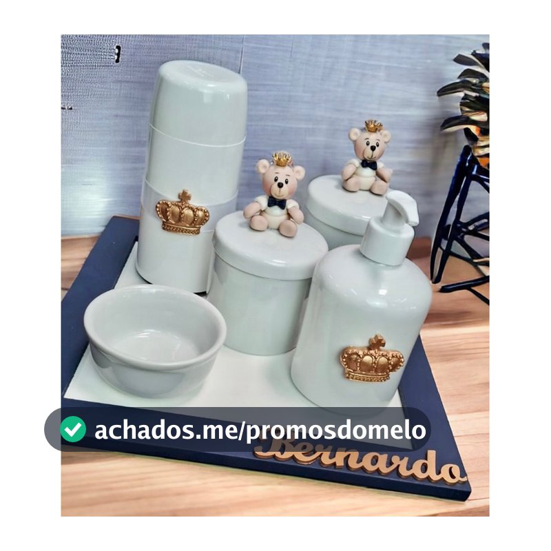 Kit higiene porcelana ursinho Rei Príncipe Princesa com nome do bebe