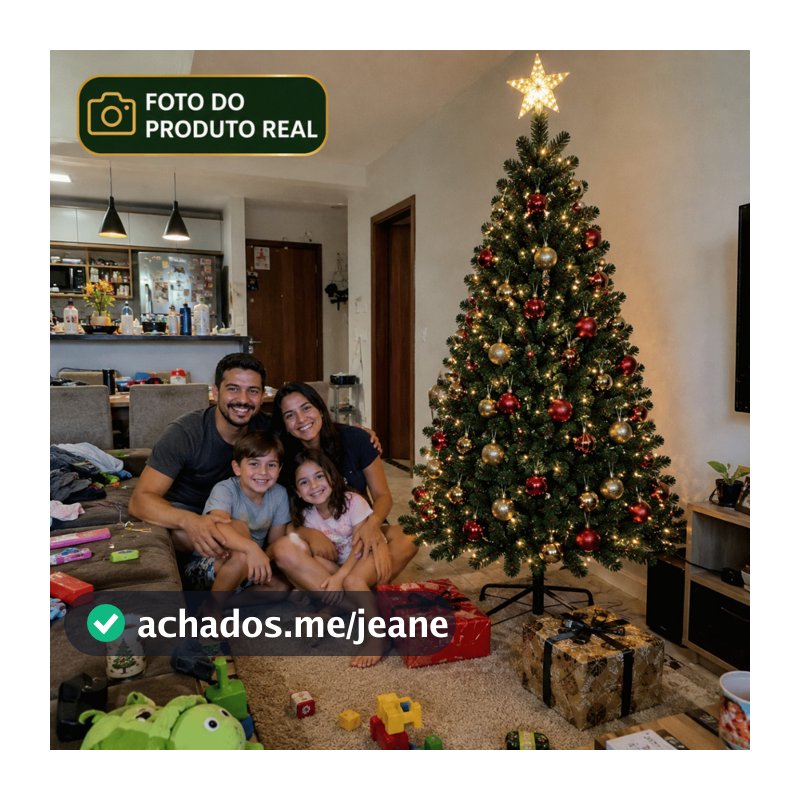 Árvore De Natal 2,10m - 1,80m - 1,20m Pinheiro Luxo 600 Galhos Verde 210cm Galhos Cheios Clássica Tradicional