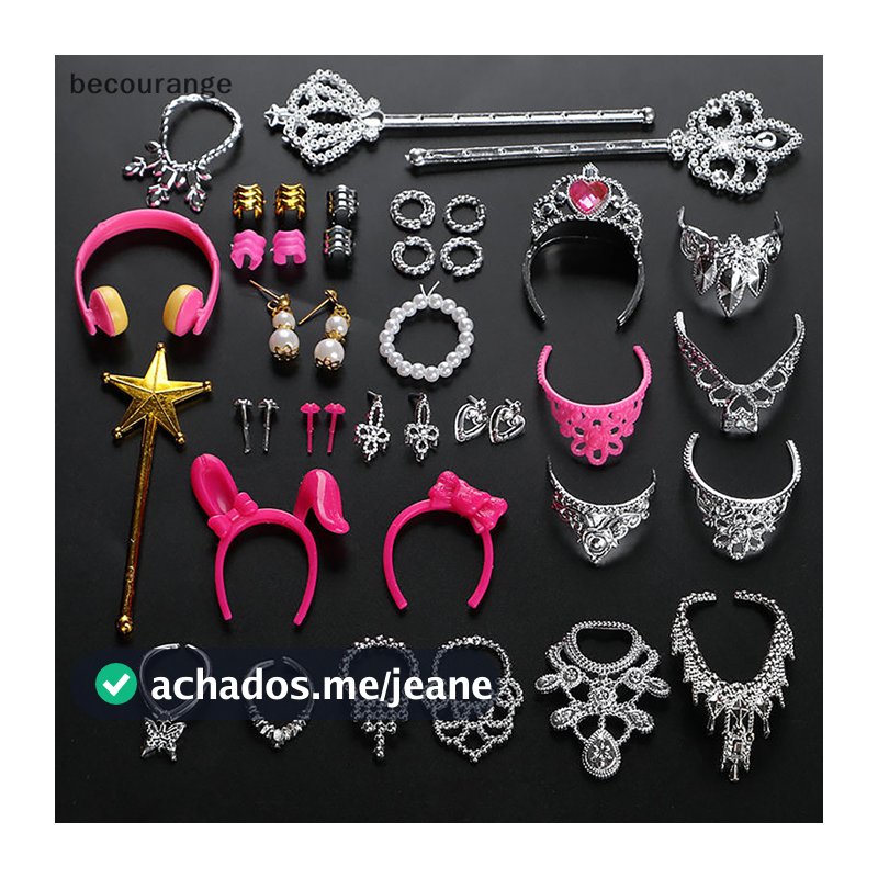 [becourange] 20 Peças Brincos Universais Pulseiras Coroa Para Acessórios De Boneca 1/6 Conjunto De Moda Joias De Menina
