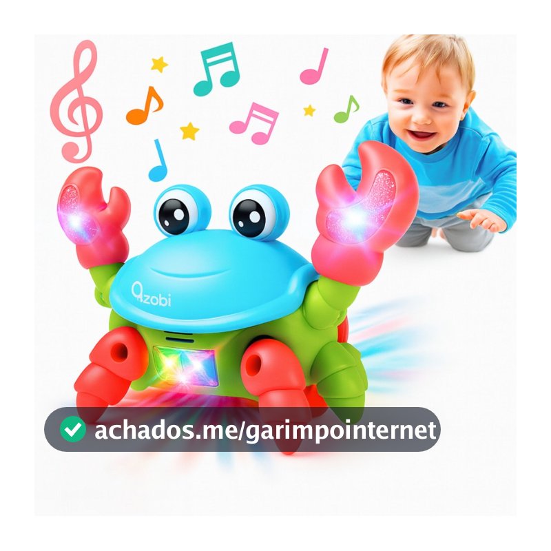 Brinquedo Caranguejo Fujão Som Luz e Movimento Criança Siri Carangueijo Musical