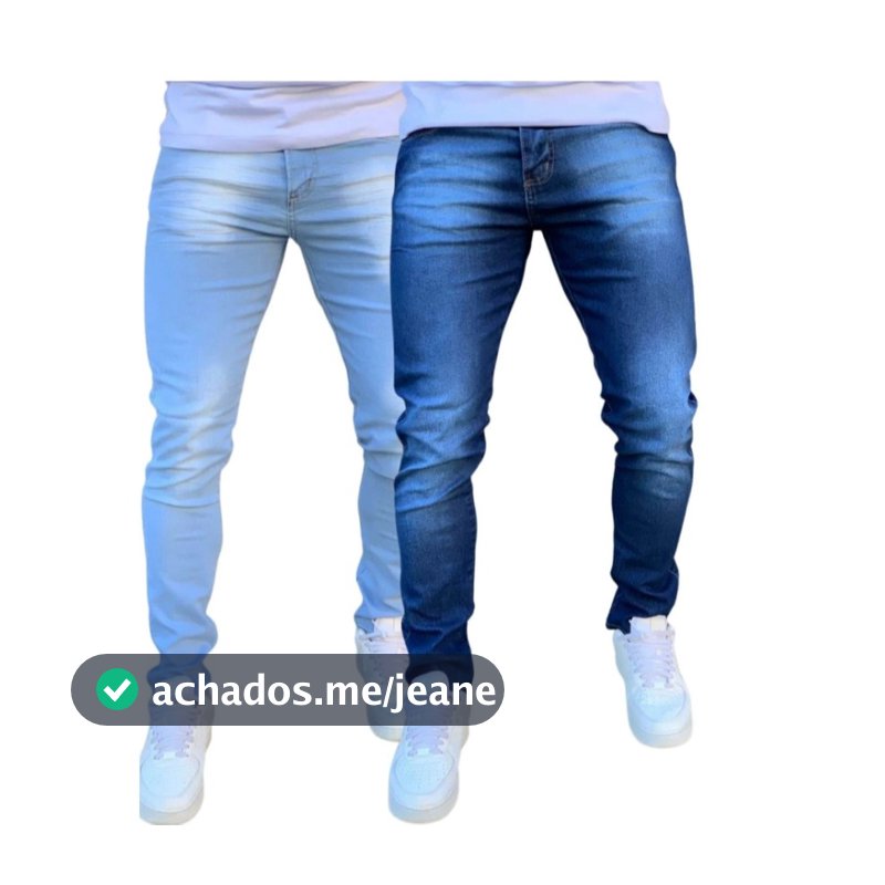 Kit Calça Jeans Masculina Skinny Com Lycra Elastano Linha Premium Azul Claro e Azul Escuro