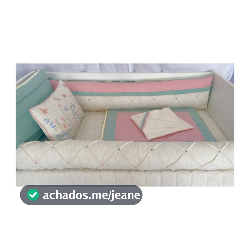 Kit Berço Americano Menina Jardim das Flores 10 Peças Rose Blush com Verde Erva Doce