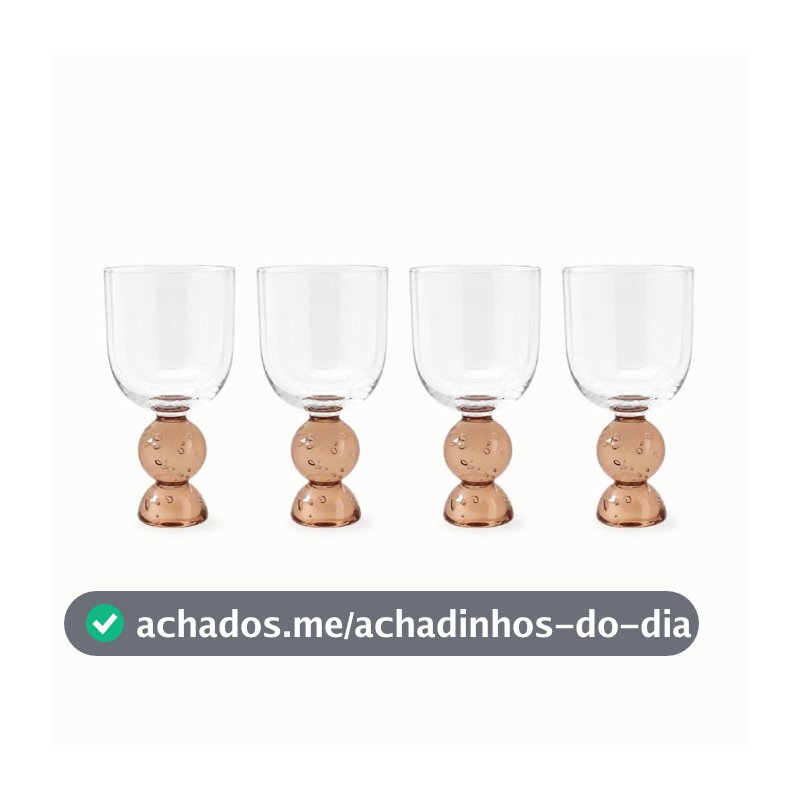 Kit com 4 taças bubble glass  âmbar esfera 380 ml