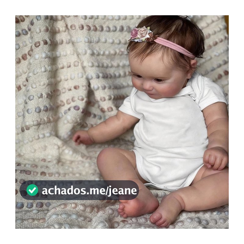 Bebê Reborn Maddie 48cm Menina Olhos Castanhos Realista Pode dar Banho