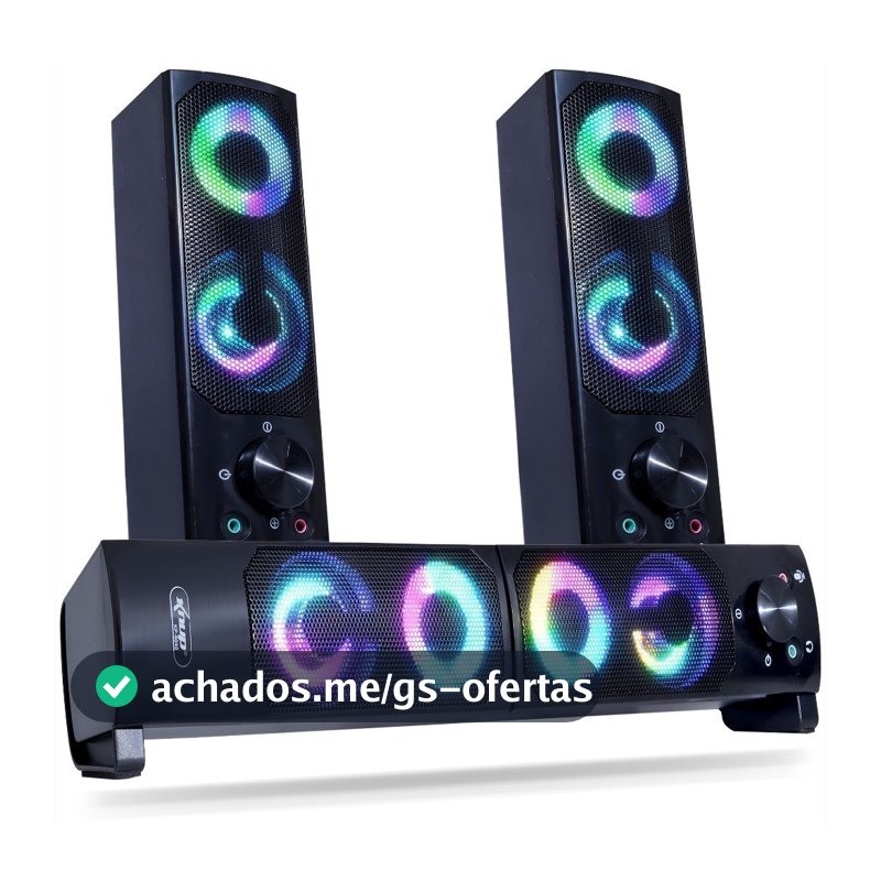 Caixa De Som Pc Gamer SoundBar Speaker Bass LED RGB USB P2 Pc Note Tablet