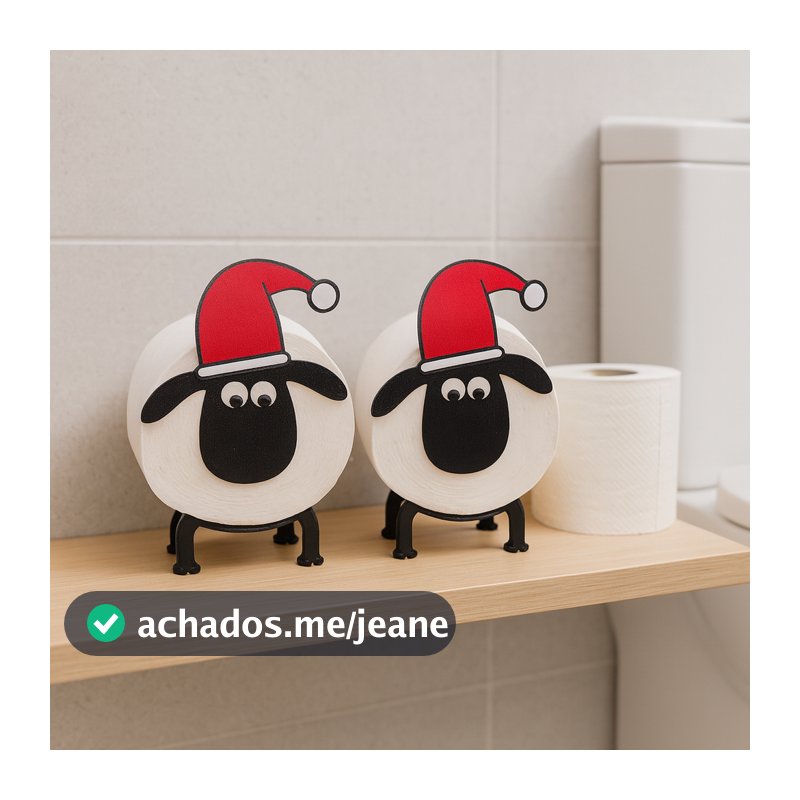 Suporte Papel Higiênico Banheiro Shaun, o Carneiro Natal Natalino