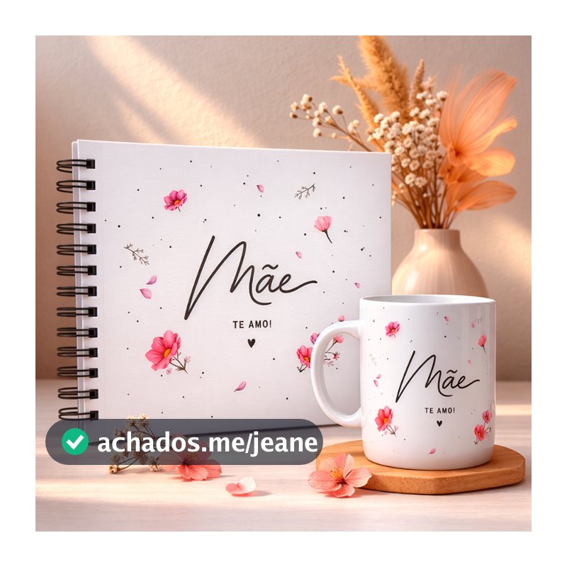 Presente Dia das Mães Álbum de Fotos 20x22 + Caneca Personalizada | Álbum de Memórias para Mãe