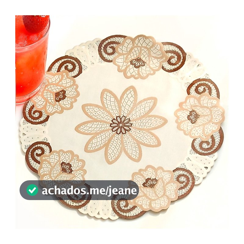 Kit Jogo Americano Estampa Floral Formato Redondo Sousplat Impermeável Mesa Posta Sala Jantar