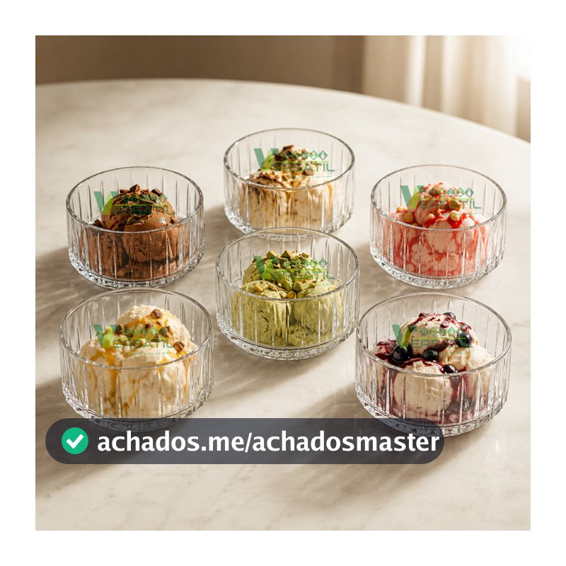 Kit Jogo 6 Bowls Wolff de Cristal Tigelas Cumbuca Sobremesa Requintada Mesa Posta Luxo Top Sorvete Petisqueira Conjunto